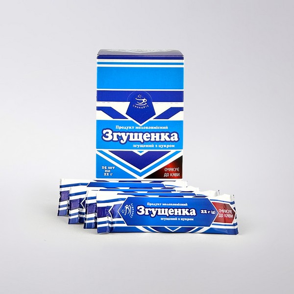 Згущене молоко у стіках 22 г. (шоубокс 25 шт/ящик 15 шт.)