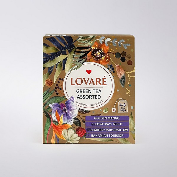 Чай ТМ LOVARE Зелений чай асорті, 32*1,5 г